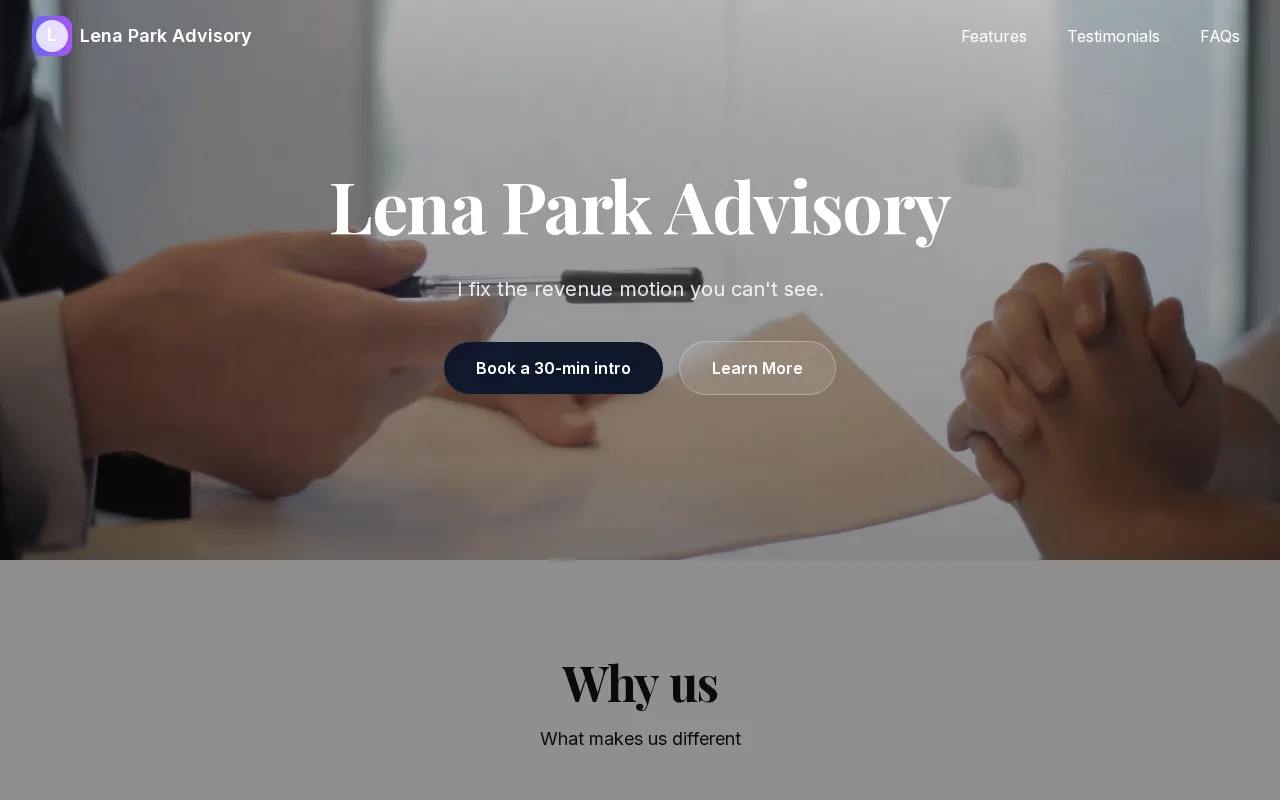 Consultant — Lena Park Advisory — live site screenshot